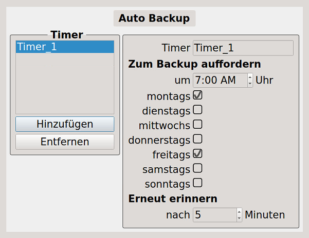 Bild 2 - Auto Backup - erster Timer wurde angelegt