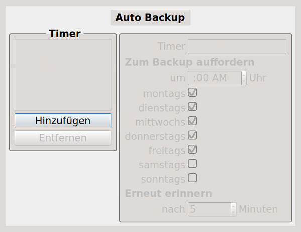 Bild 1 - Das Menü "Auto Backup"