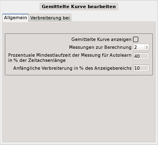Bild 2 - Allgemeine Einstellmöglichkeiten für die "Gemittelte Kurve"