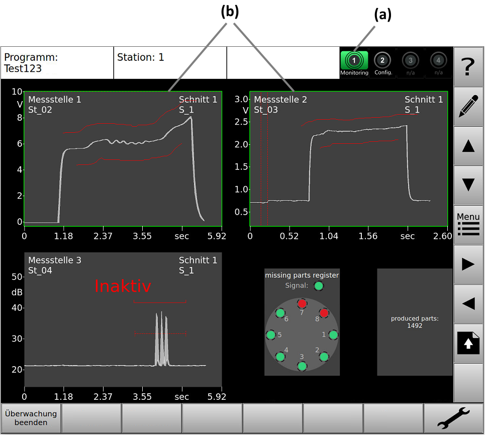 Bild 1 - Anzeigetafel (Dashboard) im aktiven Betriebszustand "Überwachung"