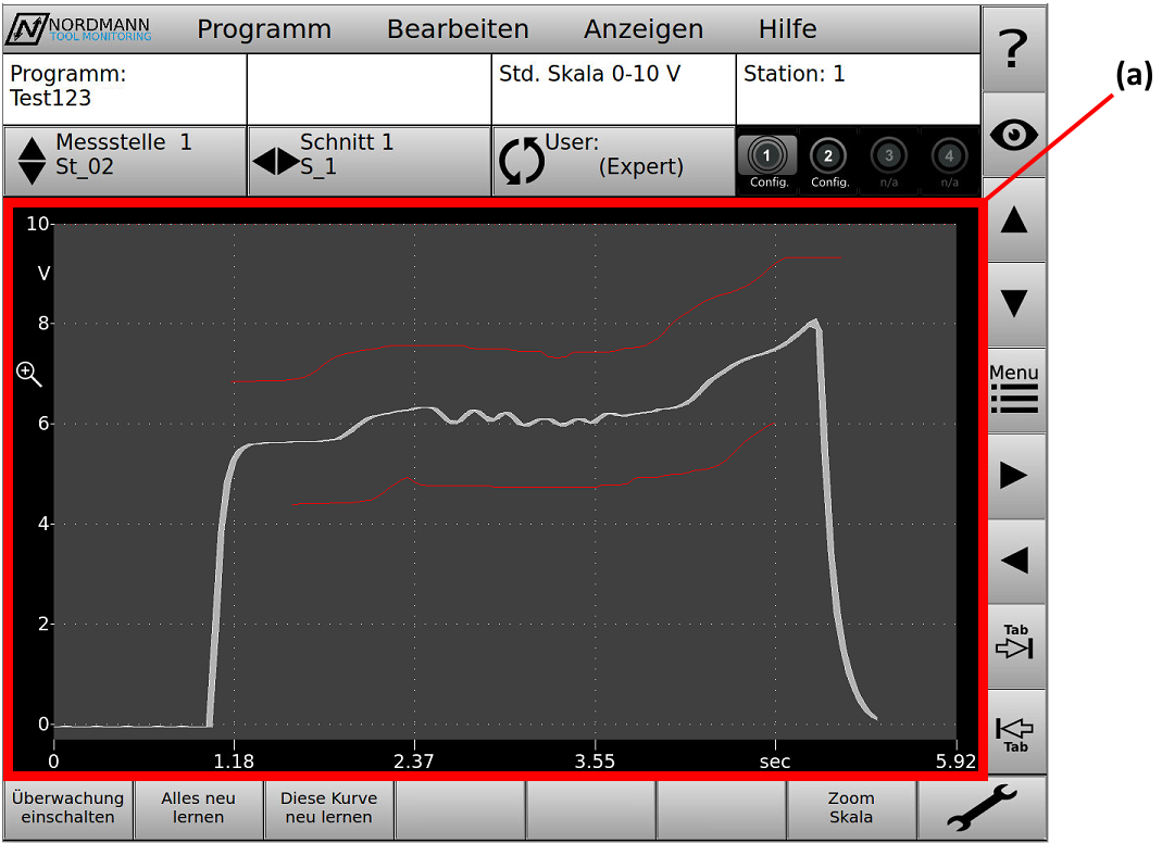 Bild 2 - Das "Messkurvenfenster" des Einstellungsbereiches