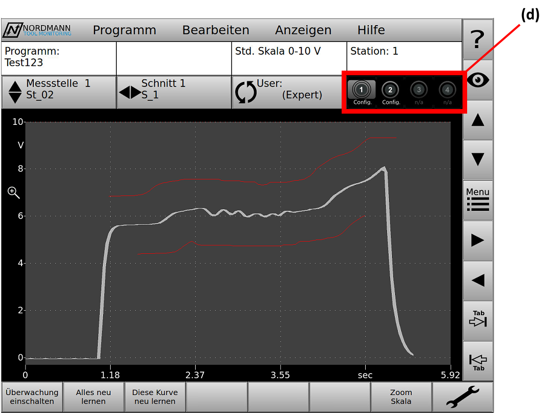 Bild 6 - Die "Stationsanzeige" des Einstellungsbereiches