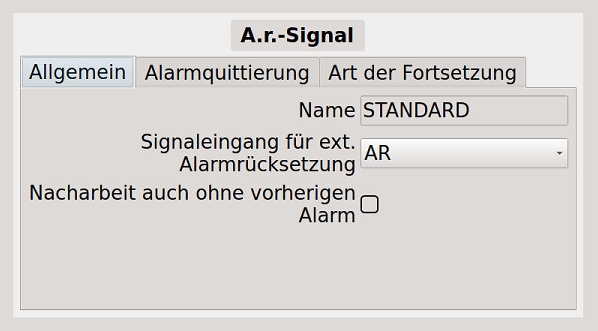 Bild 2 - Externe Alarmquittierung - "Allgemein"