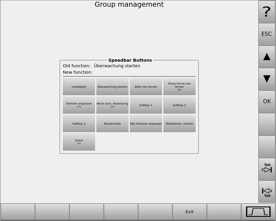 Bild 7 - "Group management" - Ändern einer Schnellzugriffstaste