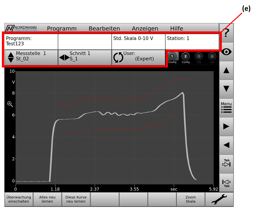 Bild 7 - Die "Infofläche" des Einstellungsbereiches