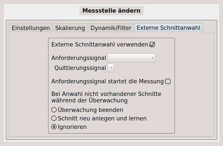 Bild 5 - Messstelle ändern - "Externe Schnittanwahl"