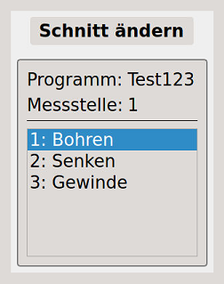 Bild 1 - Auflistung aller vorhandenen Schnitte der aktuell angezeigten Messstelle
