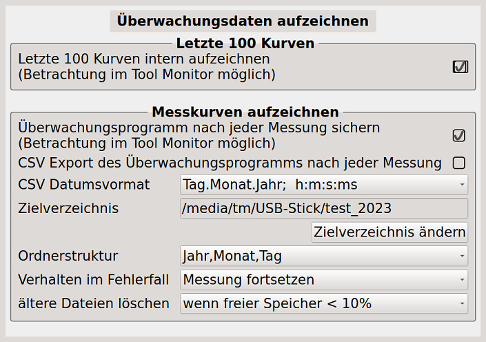 Bild 1 - Das Menü "Überwachungsdaten aufzeichnen"