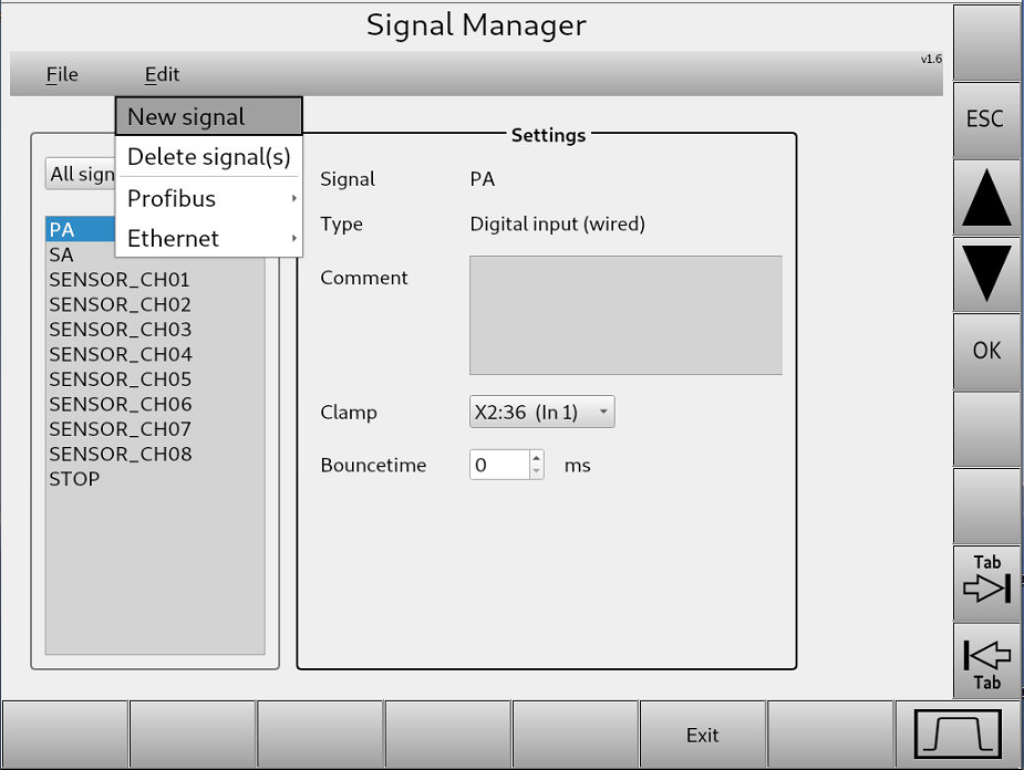 Bild 8.1 - Signal Manager - Hinzufügen eines neuen Signals