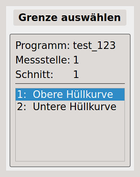 Bild 1 - Auflistung aller vorhandenen Grenzen des aktuell angezeigten Schnittes