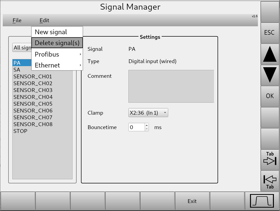 Bild 8.3 - Signal Manager - Entfernen eines Signals