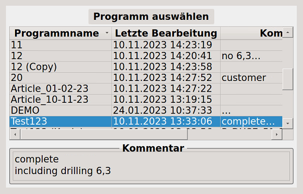 Bild 4 - Liste aller vorhandenen Programme