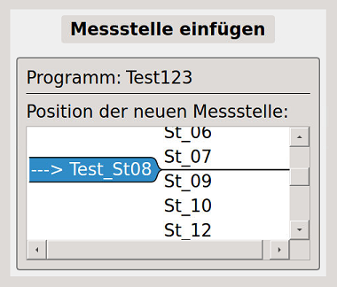 Bild 7 - Auswahl der Position für die einzufügende Messstelle