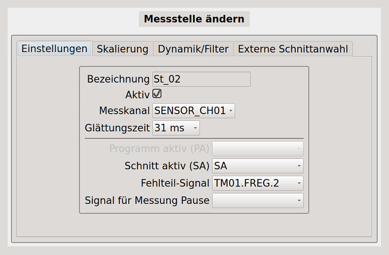 Bild 2 - Messstelle ändern - "Einstellungen"