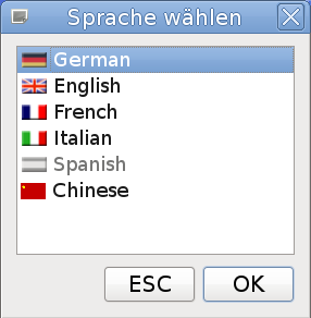 Bild 4 - Auswählbare Sprachen